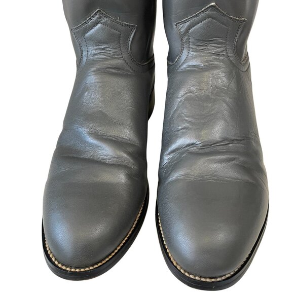 Diamond J Mens Leather Cowboy Boots Gray Size 9.5D Western Style Made In Mexico - Picture 9 of 14